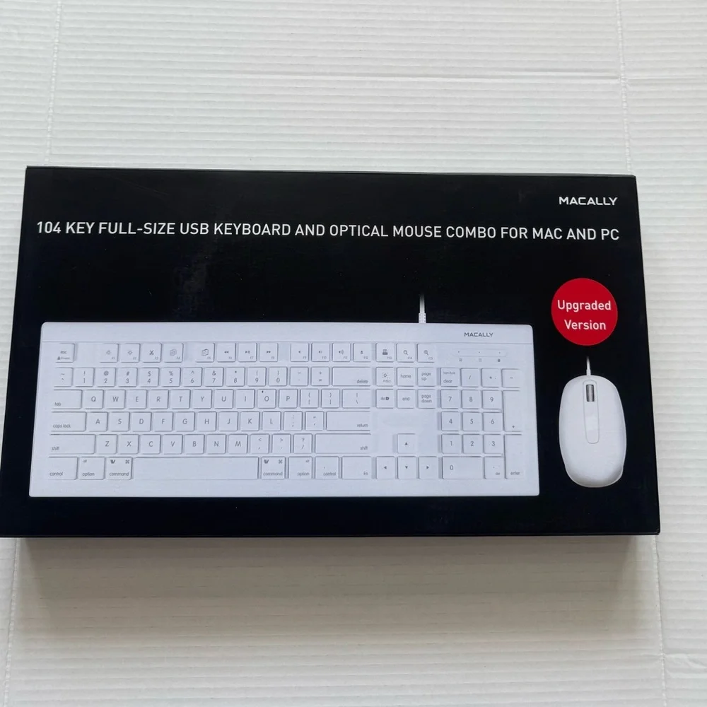 Macally White USB Keyboard and Mouse Combo